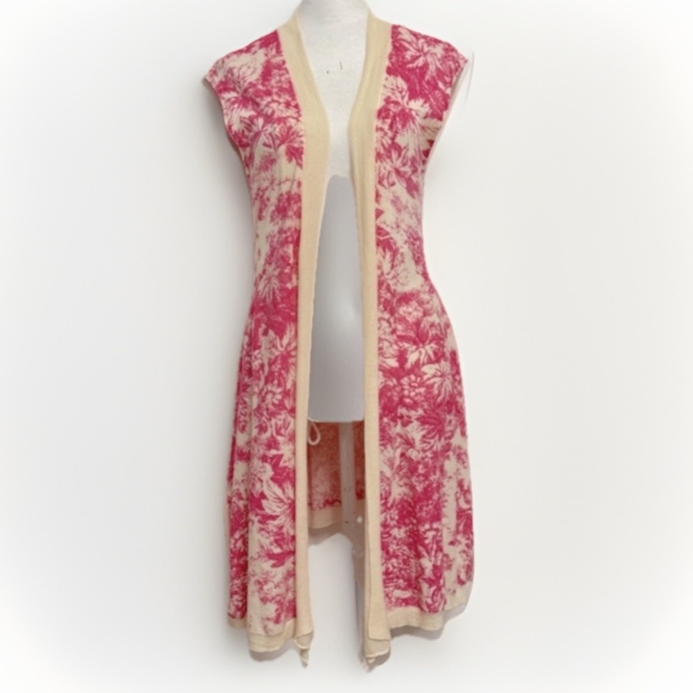 Anthropologie Pink and Cream Cardigan